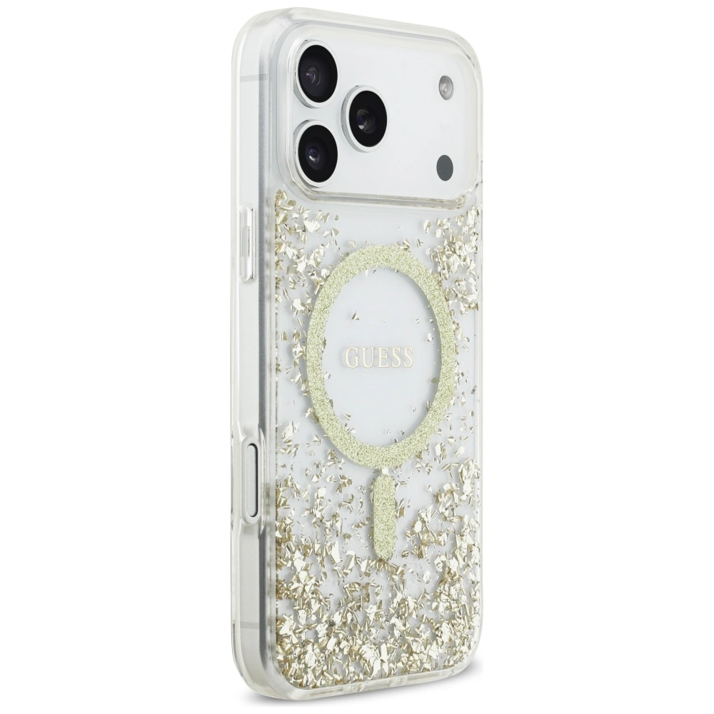 Kryt Guess Resin Bottom Glitter MagSafe Apple iPhone 17 Pro Max gold