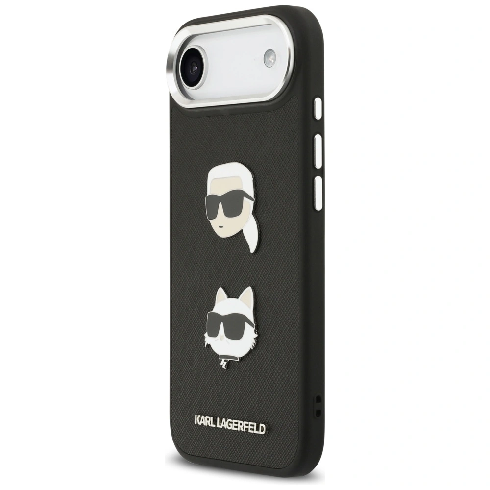 Kryt Karl Lagerfeld FW Grained Karl & Choupette Heads Pins & Logo Apple iPhone Air black