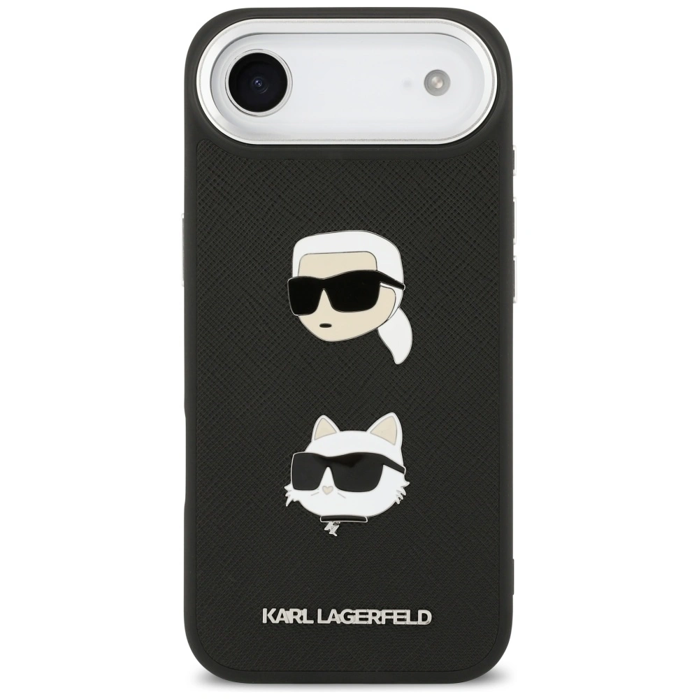 Kryt Karl Lagerfeld FW Grained Karl & Choupette Heads Pins & Logo Apple iPhone Air black