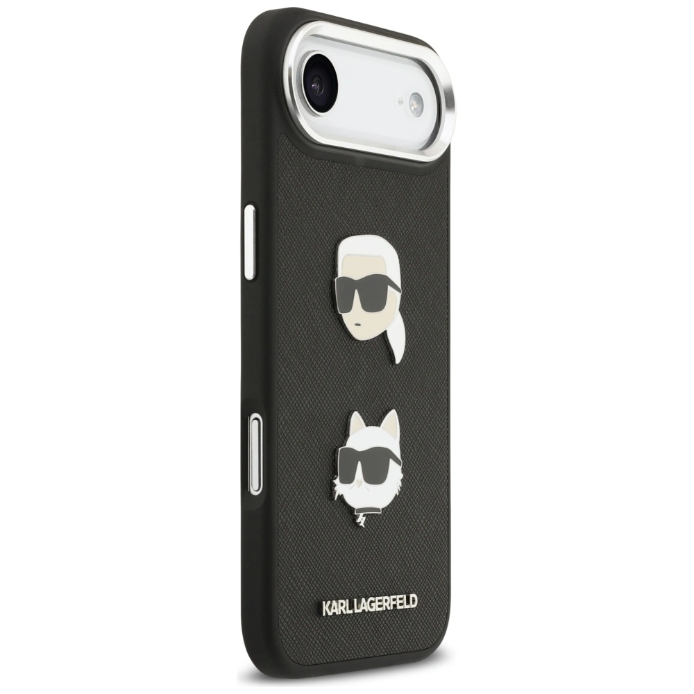 Kryt Karl Lagerfeld FW Grained Karl & Choupette Heads Pins & Logo Apple iPhone Air black