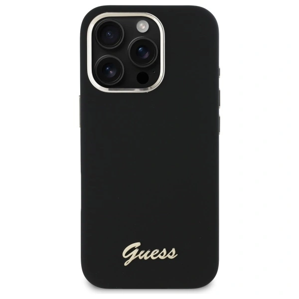 Kryt Guess Apple iPhone 16 Pro hardcase Silicone Script Metal Logo & Frame black