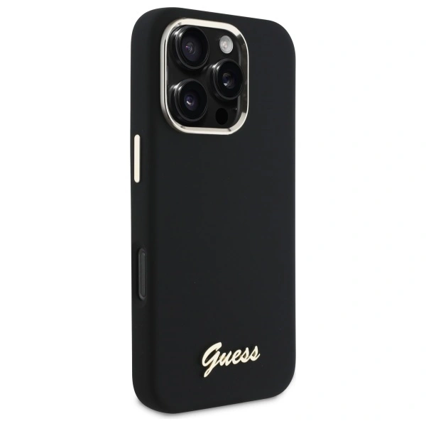 Kryt Guess Apple iPhone 16 Pro Max hardcase Silicone Script Metal Logo & Frame black