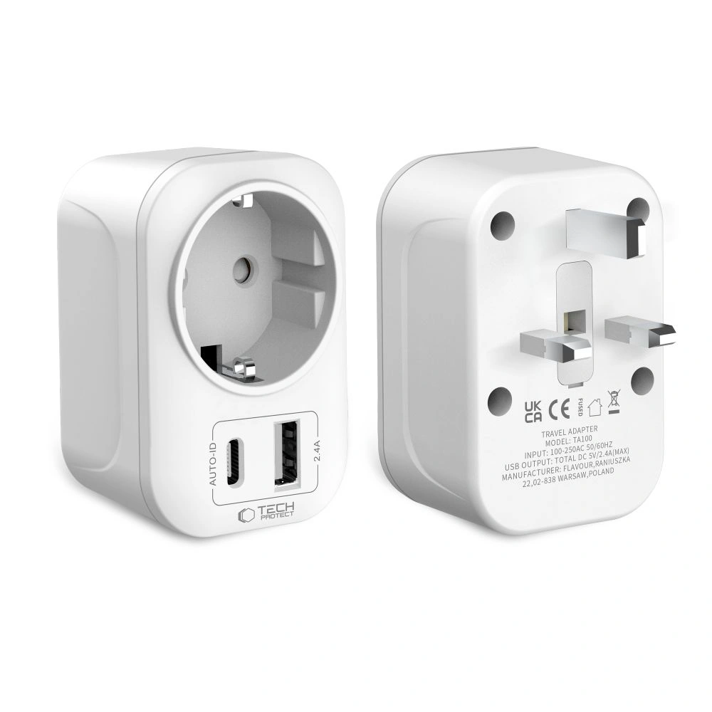 Kryt Tech-Protect TA100 Travel Adapter UK / EU White