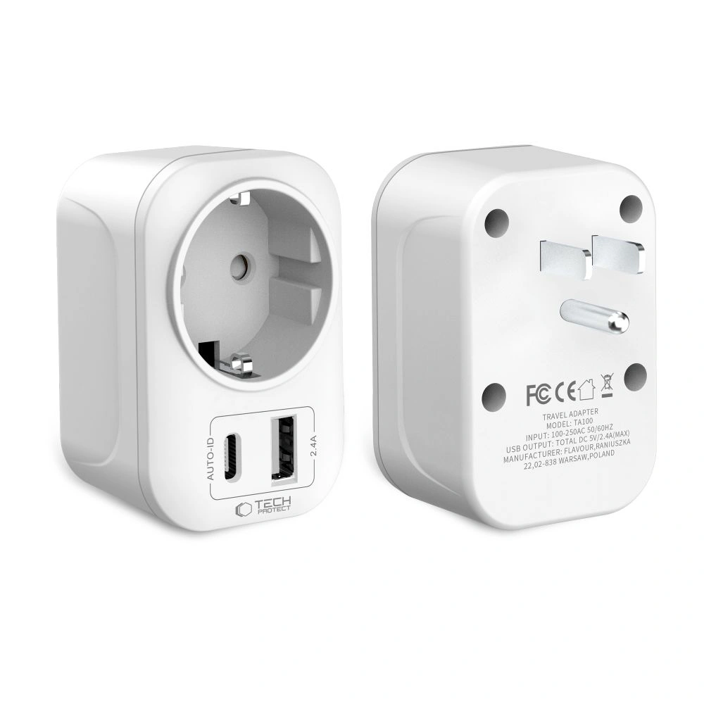 Cestovní adaptér Tech-Protect TA100 US / EU White
