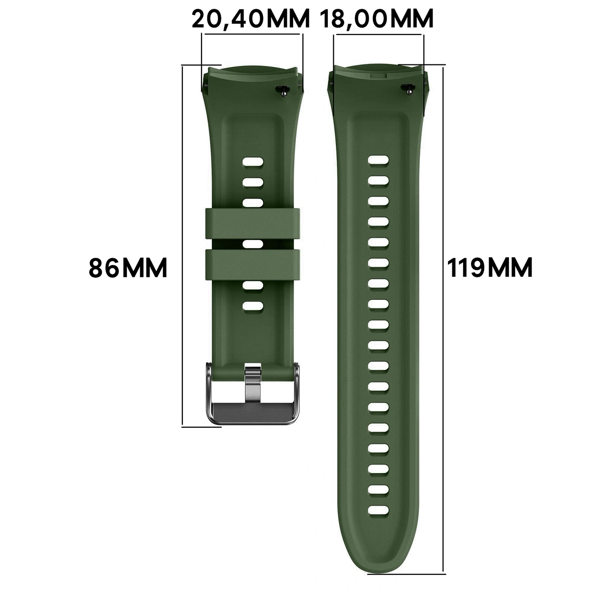 Kryt Bizon Strap Watch Silicone T Huawei Watch 5 42mm dark green
