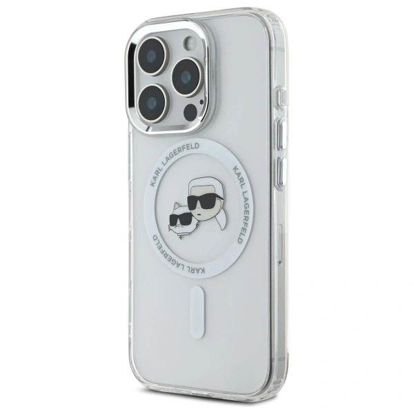 Kryt Karl Lagerfeld Apple iPhone 16 Pro hardcase IML Metal Karl&Choupette Head MagSafe white