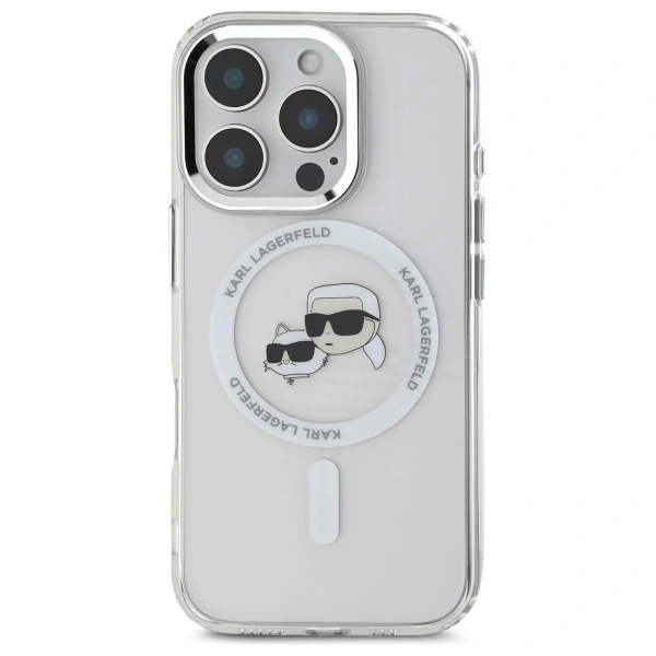 Kryt Karl Lagerfeld Apple iPhone 16 Pro hardcase IML Metal Karl&Choupette Head MagSafe white