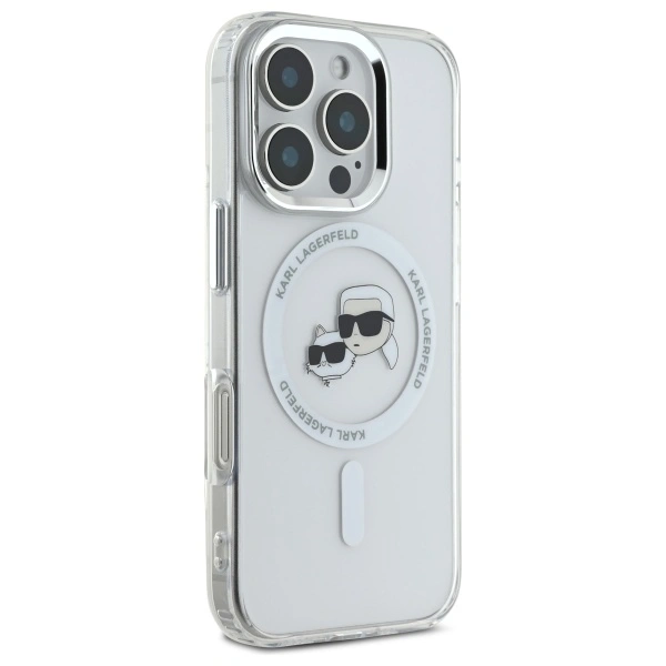 Kryt Karl Lagerfeld Apple iPhone 16 Pro hardcase IML Metal Karl&Choupette Head MagSafe white