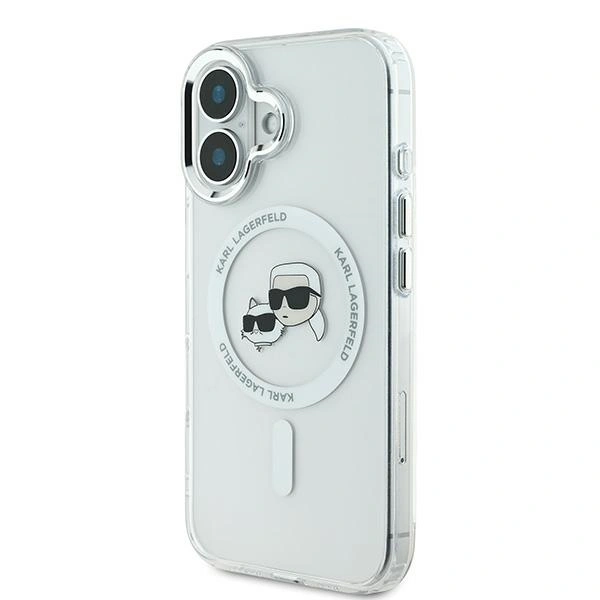 Kryt Karl Lagerfeld Apple iPhone 16 hardcase IML Metal Karl&Choupette Head MagSafe white