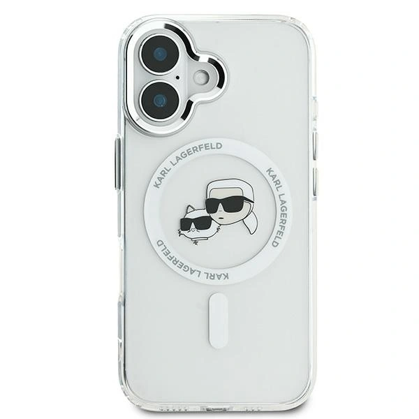 Kryt Karl Lagerfeld Apple iPhone 16 hardcase IML Metal Karl&Choupette Head MagSafe white