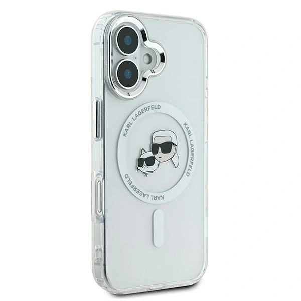 Kryt Karl Lagerfeld Apple iPhone 16 hardcase IML Metal Karl&Choupette Head MagSafe white