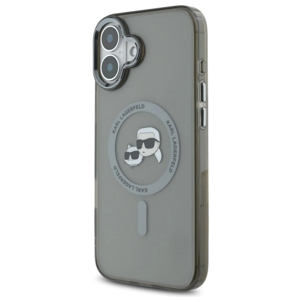 Kryt Karl Lagerfeld Apple iPhone 16 hardcase IML Metal Karl&Choupette Head MagSafe black