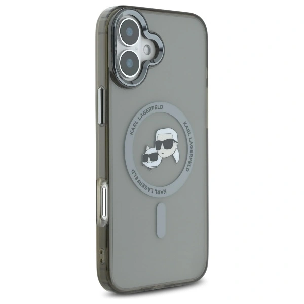 Kryt Karl Lagerfeld Apple iPhone 16 hardcase IML Metal Karl&Choupette Head MagSafe black