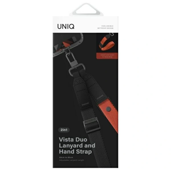 Šňůrka UNIQ Universal 2in1 phone lanyard Vista black-amber