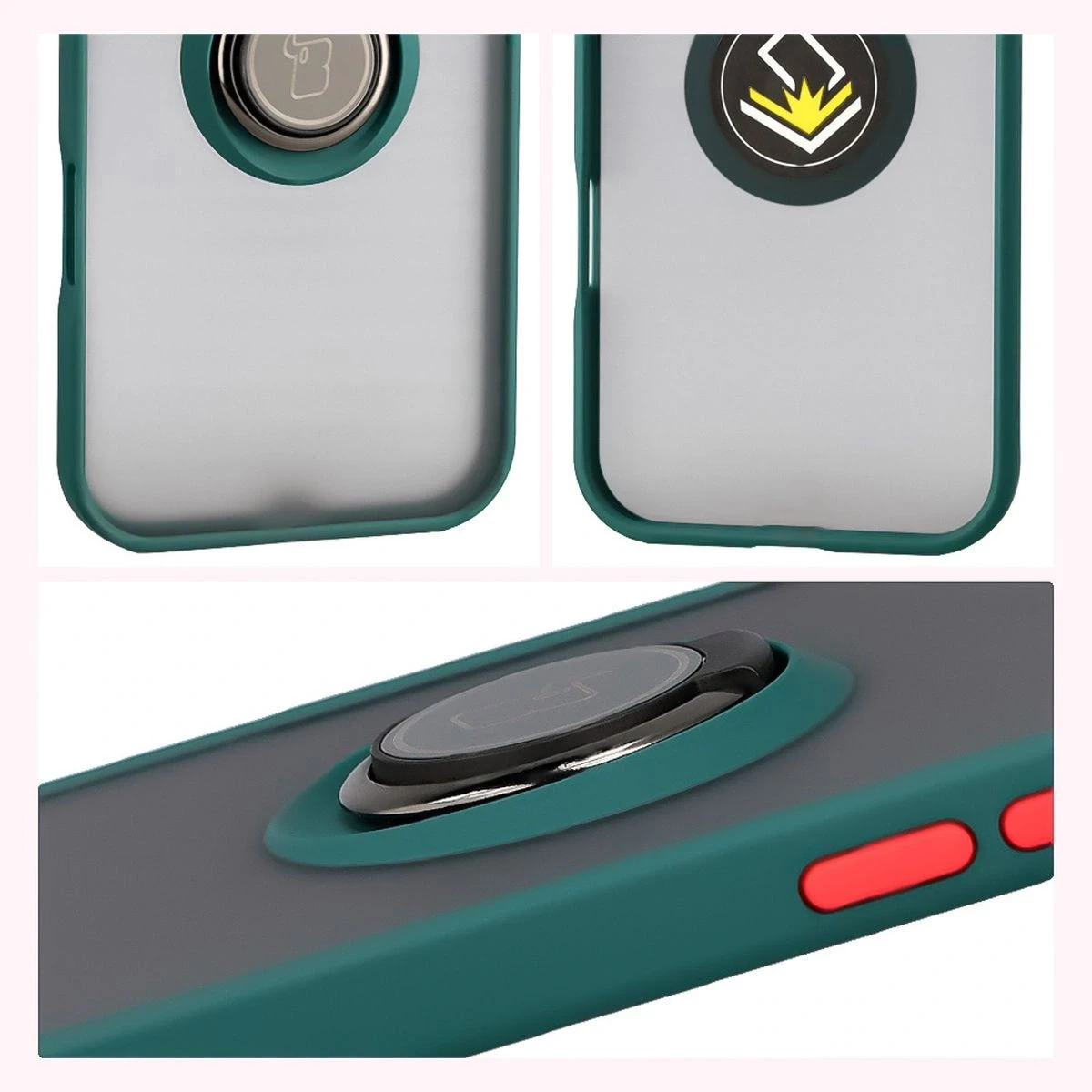 Kryt Bizon Case Hybrid Ring Apple iPhone Air smoky with a dark green frame