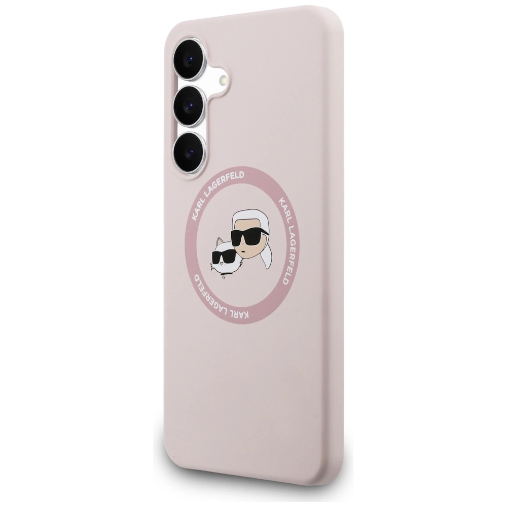 Kryt Karl Lagerfeld Silicone Karl&Choupette Heads MagSafe Samsung Galaxy S25 FE pink