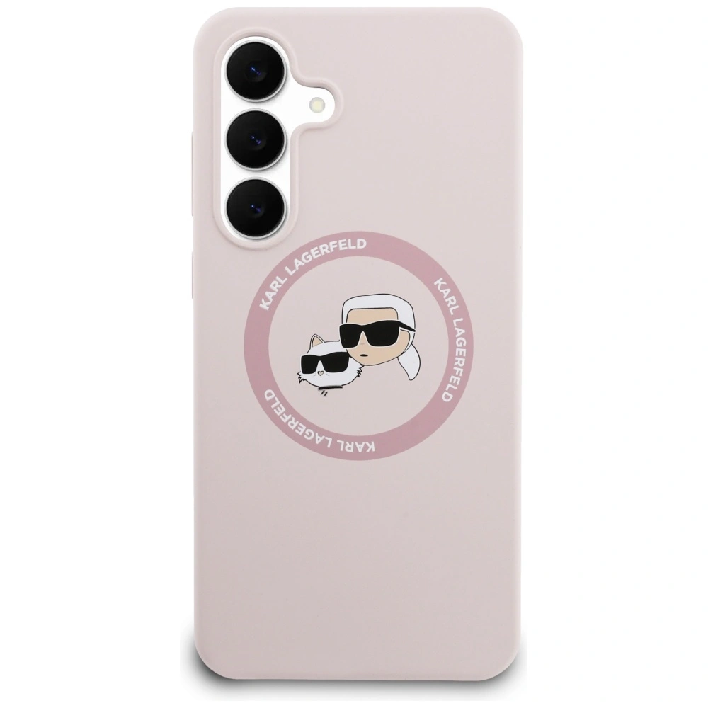 Kryt Karl Lagerfeld Silicone Karl&Choupette Heads MagSafe Samsung Galaxy S25 FE pink