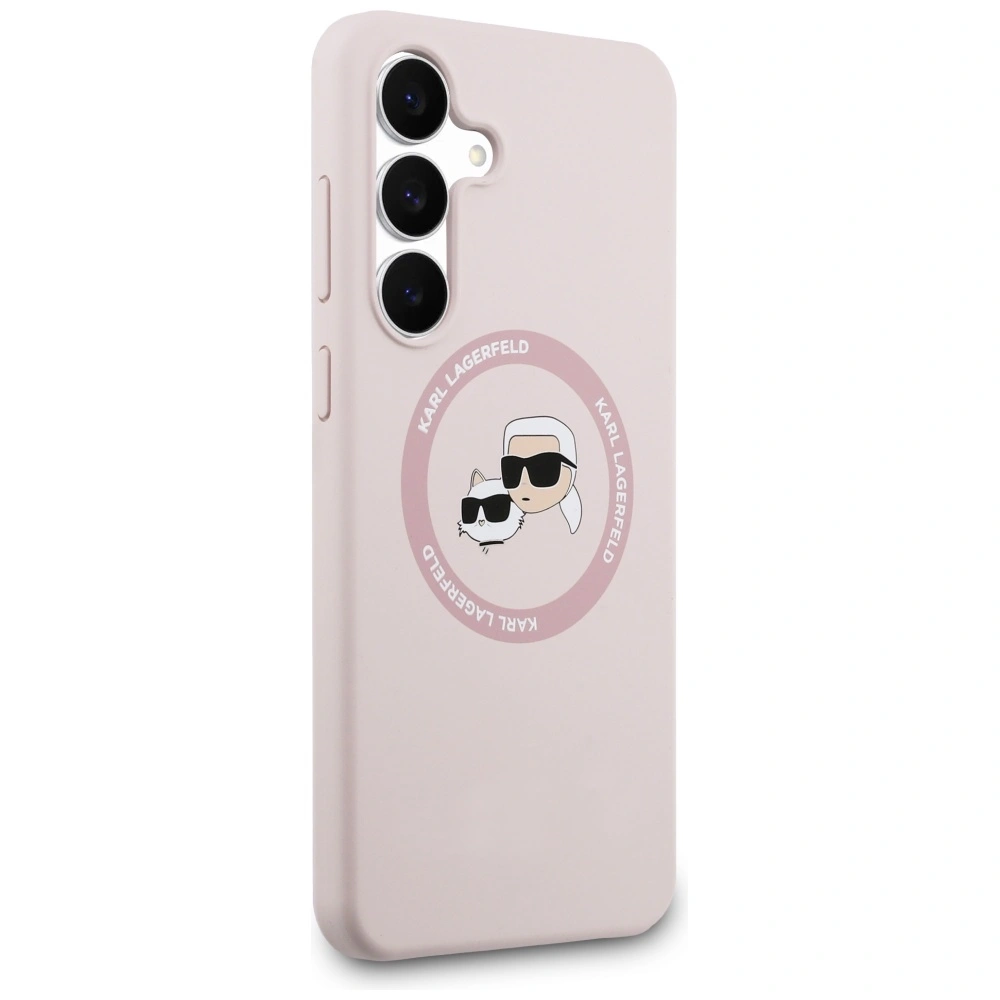 Kryt Karl Lagerfeld Silicone Karl&Choupette Heads MagSafe Samsung Galaxy S25 FE pink