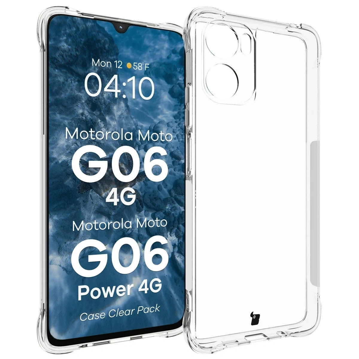 Kryt Bizon Case Clear Pack case + 2x screen film Motorola Moto G06 4G / G06 Power 4G