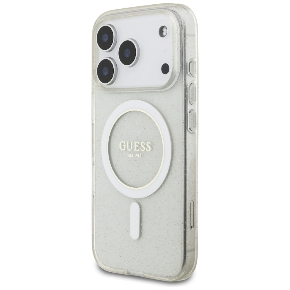 Kryt Guess IML Glitter Pearl Strap MagSafe Apple iPhone 17 Pro clear