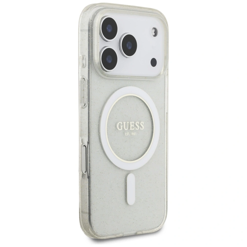 Kryt Guess IML Glitter Pearl Strap MagSafe Apple iPhone 17 Pro clear