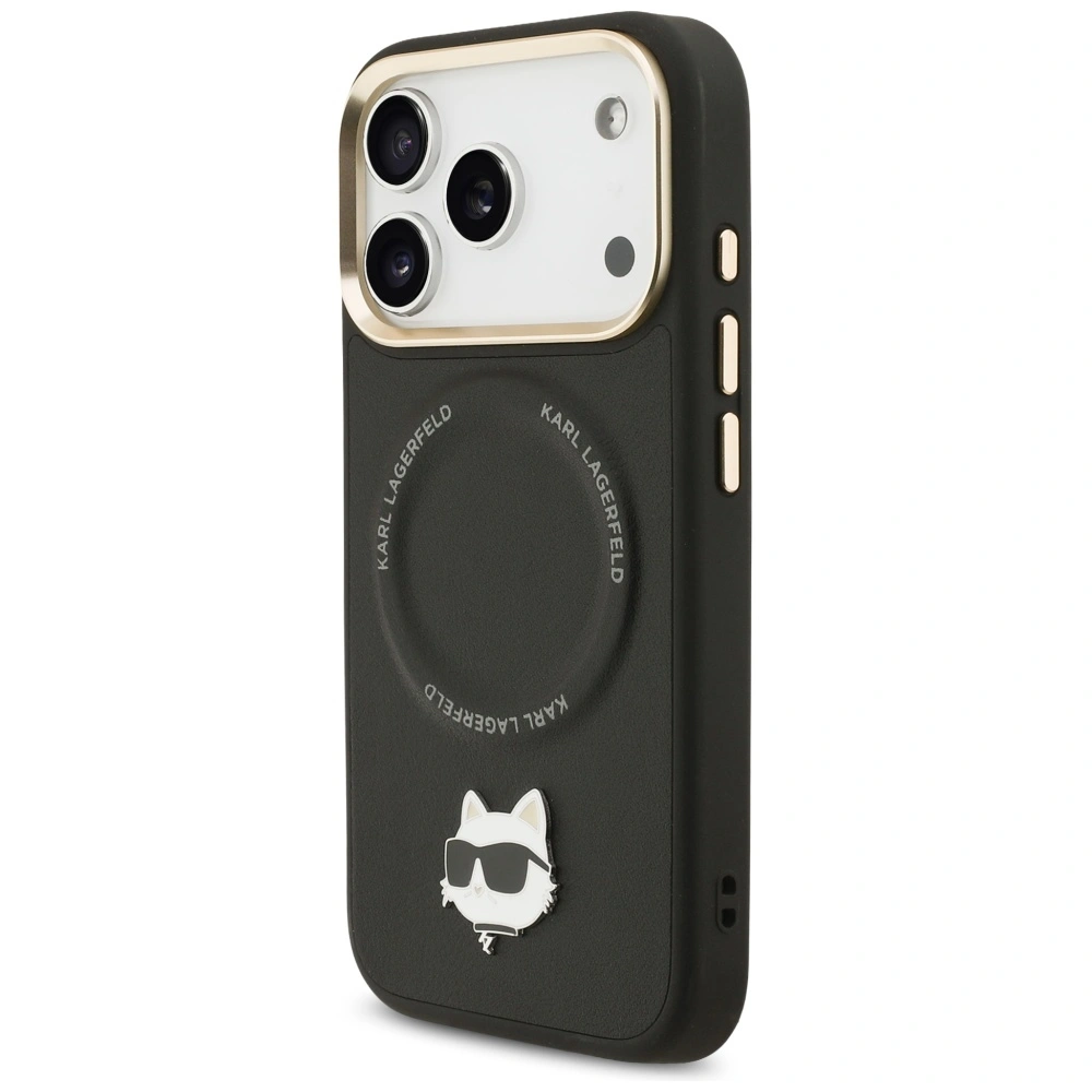 Kryt Karl Lagerfeld Big Strap Choupette Metal Logo MagSafe Apple iPhone 17 Pro Max black