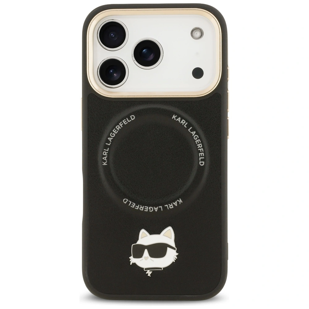Kryt Karl Lagerfeld Big Strap Choupette Metal Logo MagSafe Apple iPhone 17 Pro Max black