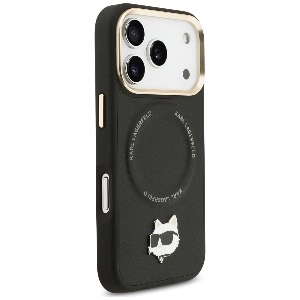 Kryt Karl Lagerfeld Big Strap Choupette Metal Logo MagSafe Apple iPhone 17 Pro Max black