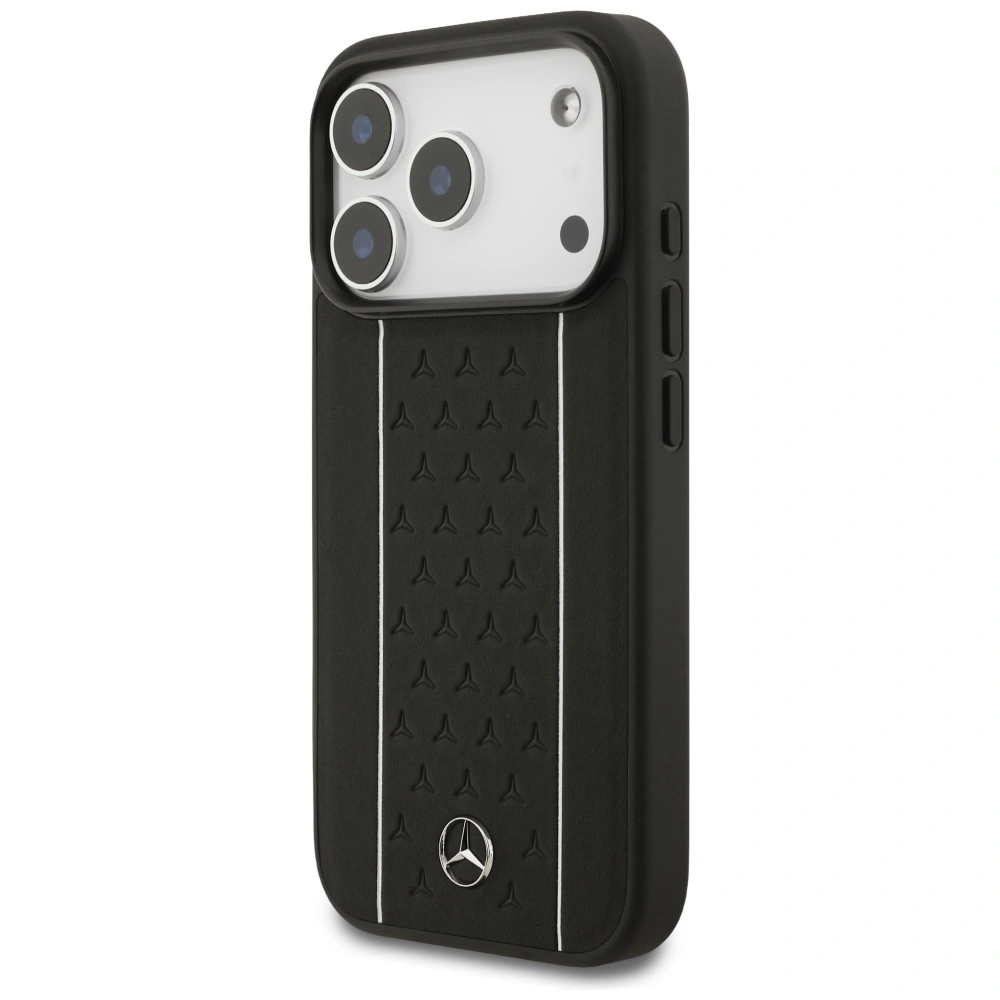 Kryt Mercedes Leather Star Pattern Stripes MagSafe Apple iPhone 17 Pro black