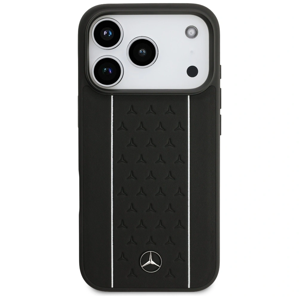 Kryt Mercedes Leather Star Pattern Stripes MagSafe Apple iPhone 17 Pro black
