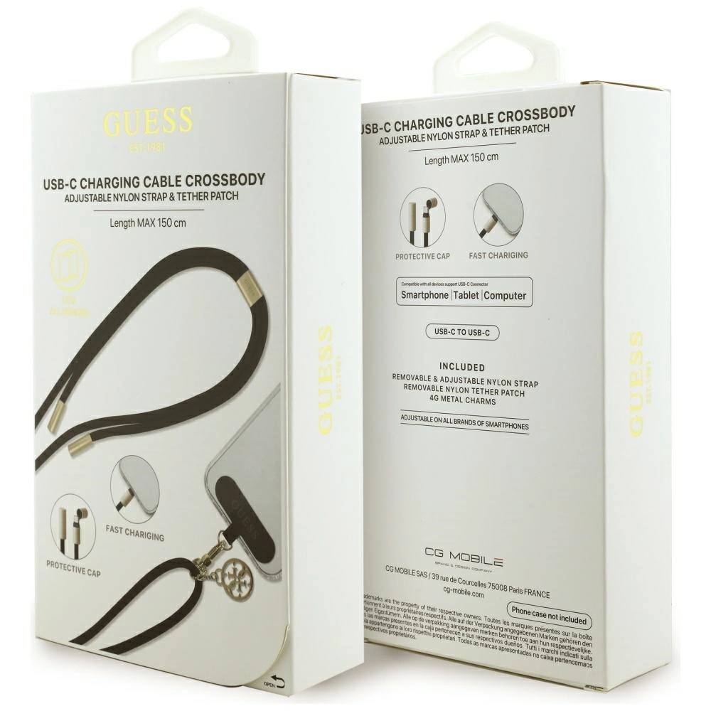 Guess CBDY 4G Charm USB-C / USB-C Cable 150cm black
