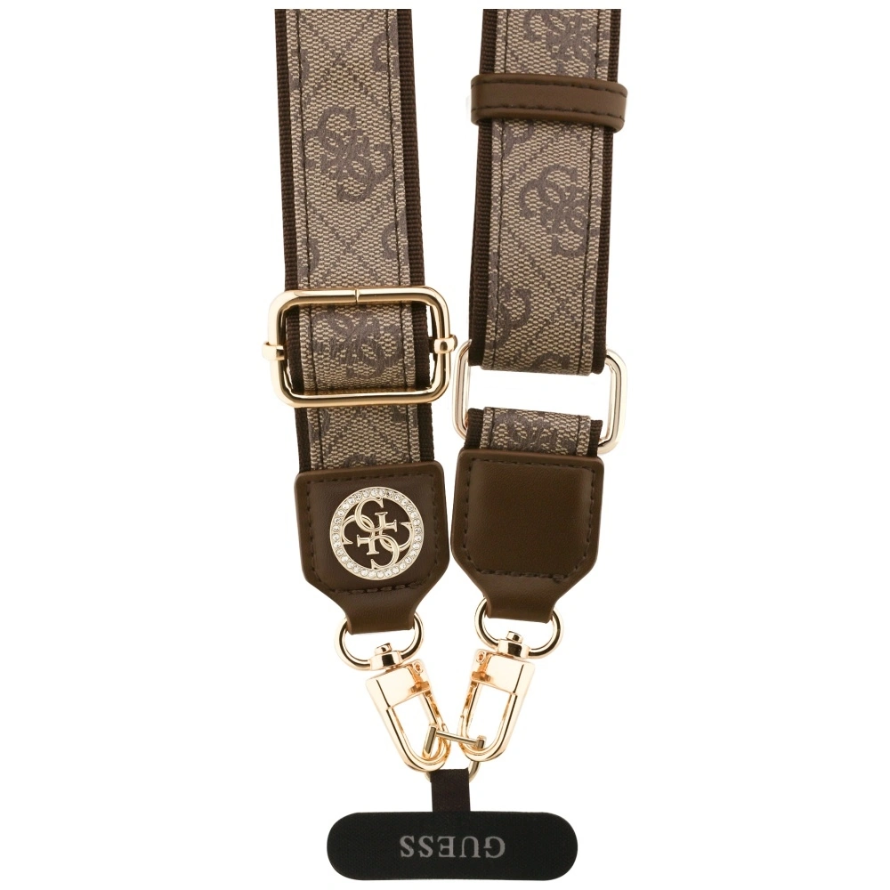 Šňůrka Guess Universal CBDY 4G Tether Patch Strass Metal Logo brown