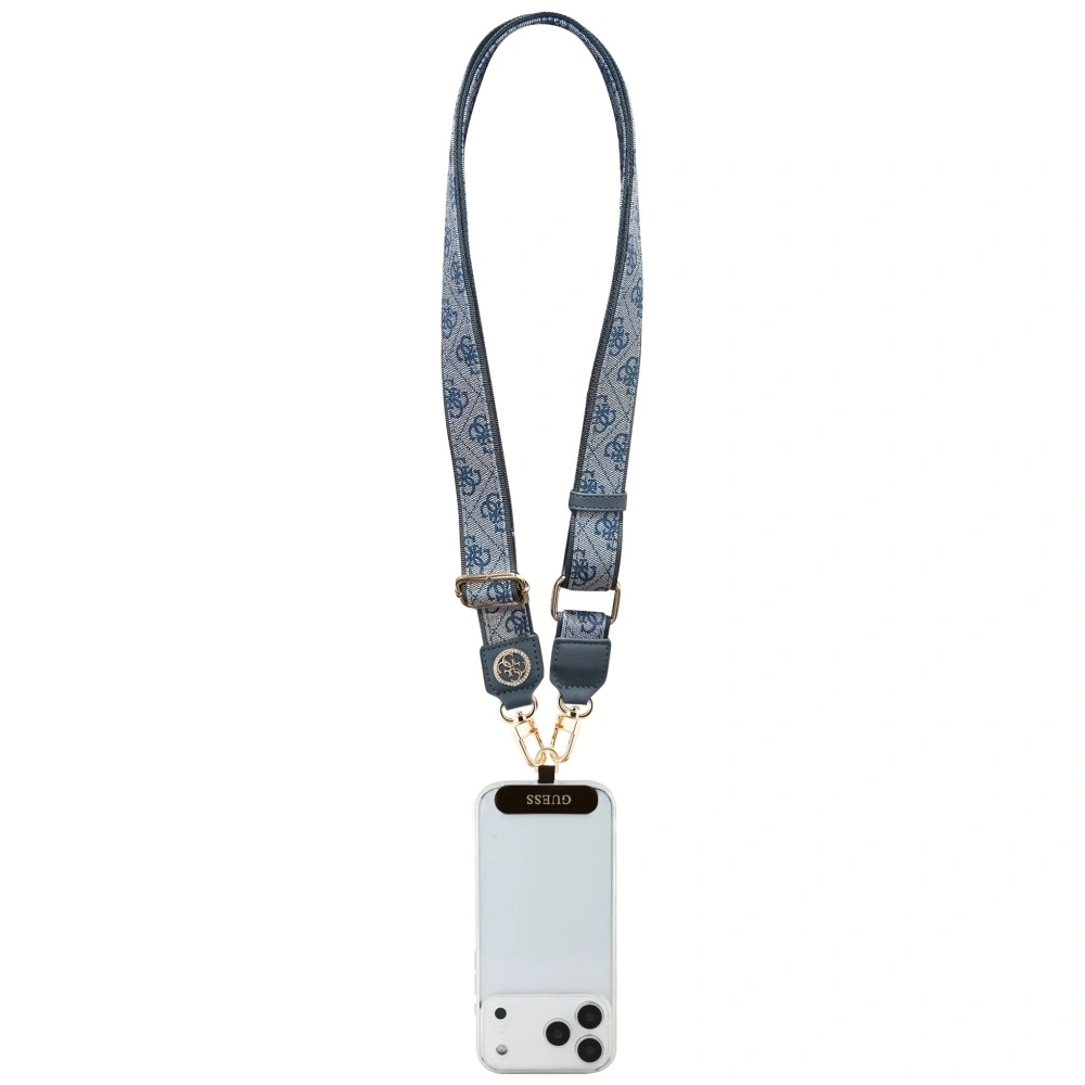 Šňůrka Guess Universal CBDY 4G Tether Patch Strass Metal Logo blue
