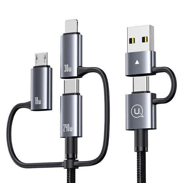 USAMS Data Cable 6in1 Digital Display Aluminium Alloy Fast Charging 240W 1.2m