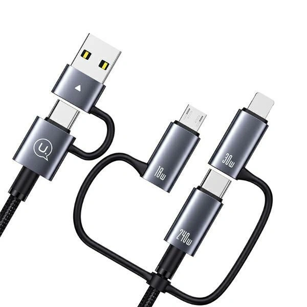 USAMS Data Cable 6in1 Digital Display Aluminium Alloy Fast Charging 240W 1.2m