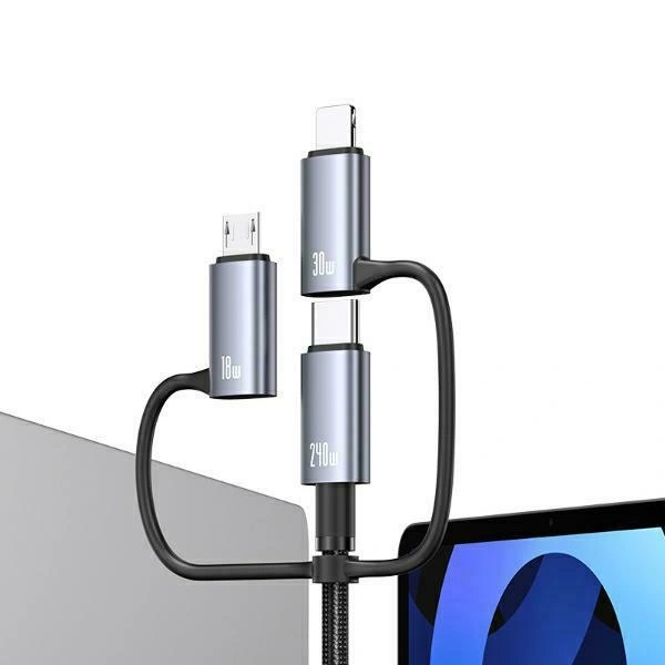 USAMS Data Cable 6in1 Digital Display Aluminium Alloy Fast Charging 240W 1.2m