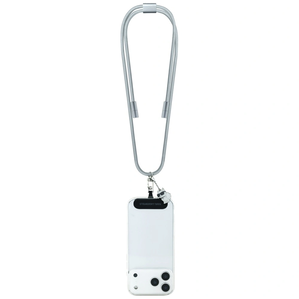 Karl Lagerfeld CBDY Ikonik Charm šňůrka a USB-C / USB-C kabel v jednom - barva šedá