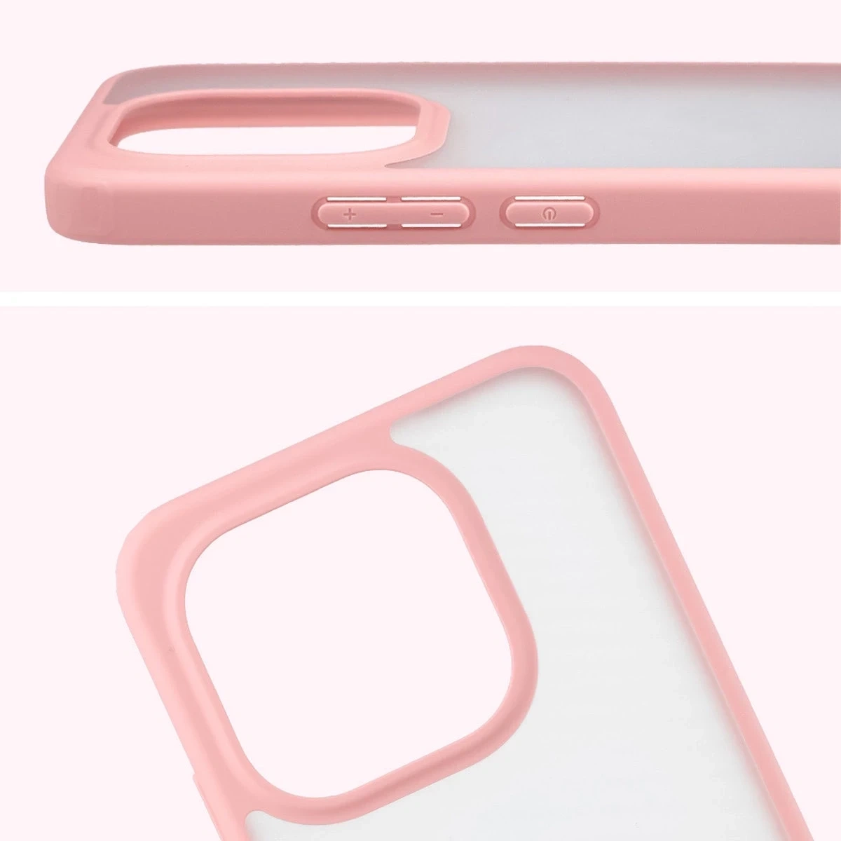 Kryt Bizon Case Angelo Xiaomi 15T semi-transparent with a light pink frame
