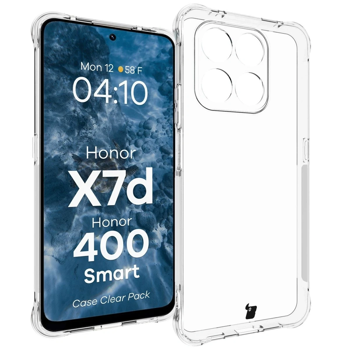 Kryt Bizon Case Clear Pack case + 2x screen protector Honor X7d / Honor 400 Smart