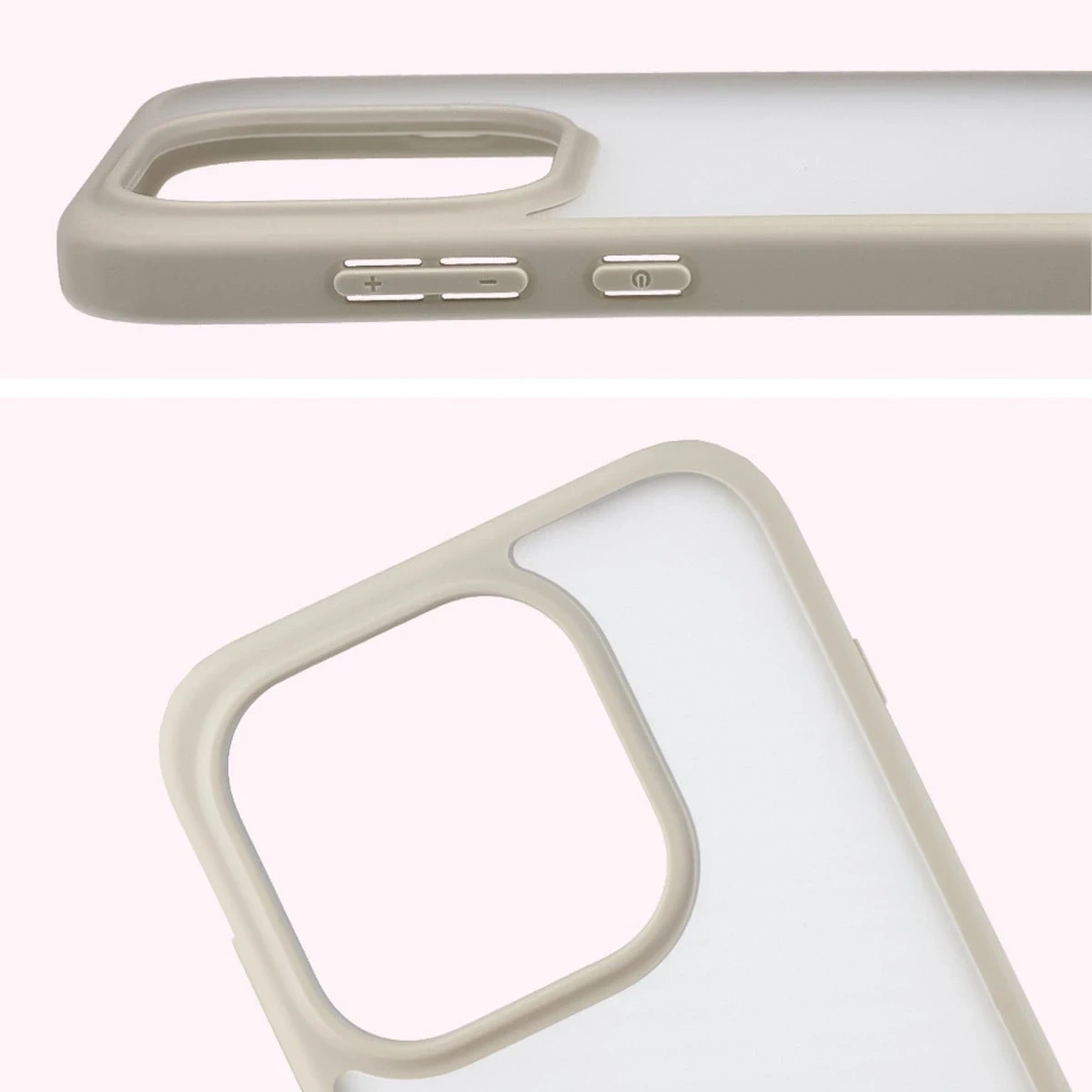 Kryt Bizon Case Angelo OnePlus 15 semi-transparent with a beige frame
