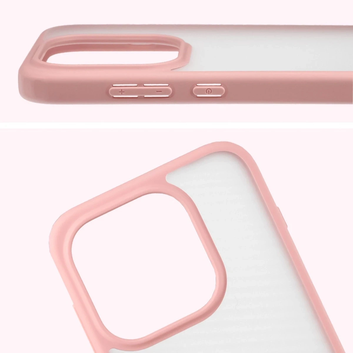 Kryt Bizon Case Angelo OnePlus 15 semi-transparent with a light pink frame