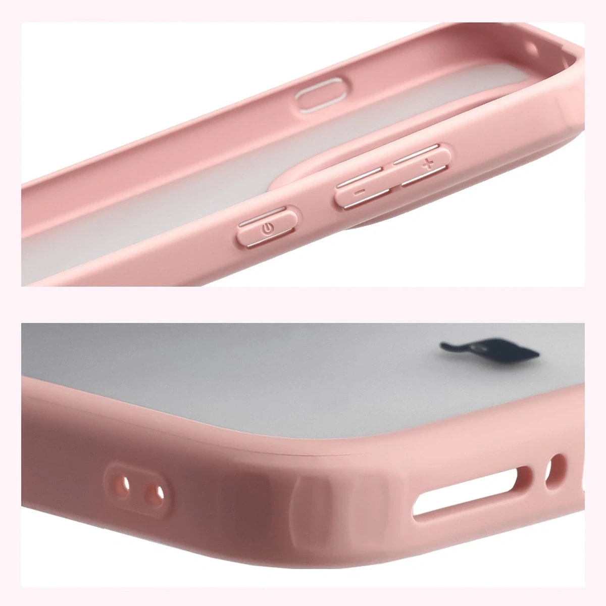 Kryt Bizon Case Angelo OnePlus 15 semi-transparent with a light pink frame