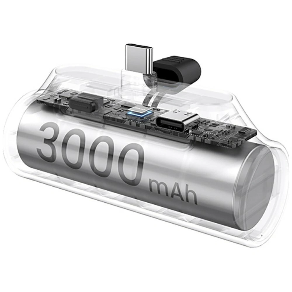 USAMS PB79 Mini Tail Plug Portable Powerbank 3000mAh USB-C silver