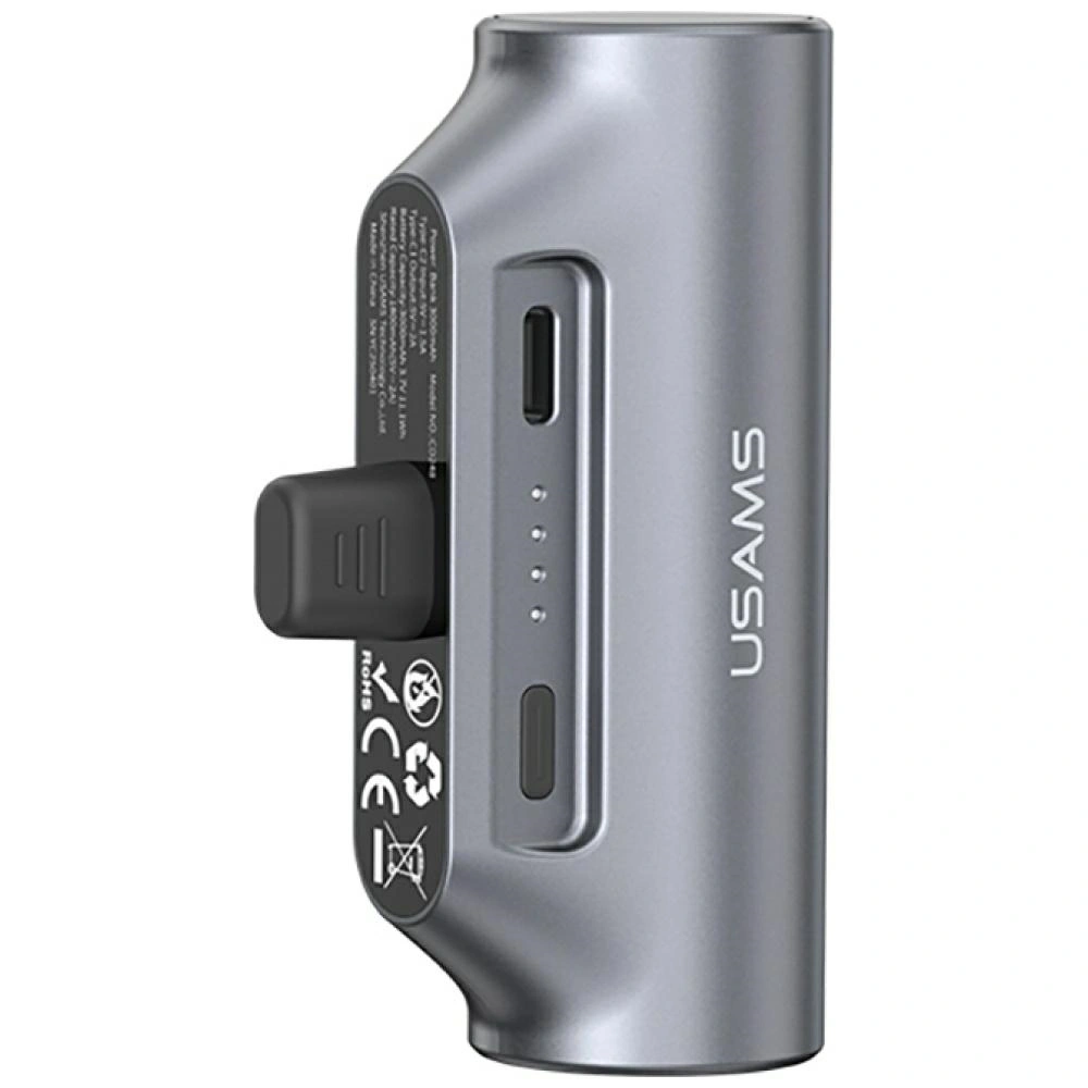 Kryt USAMS PB79 Mini Tail Plug Portable Powerbank 3000mAh USB-C grey
