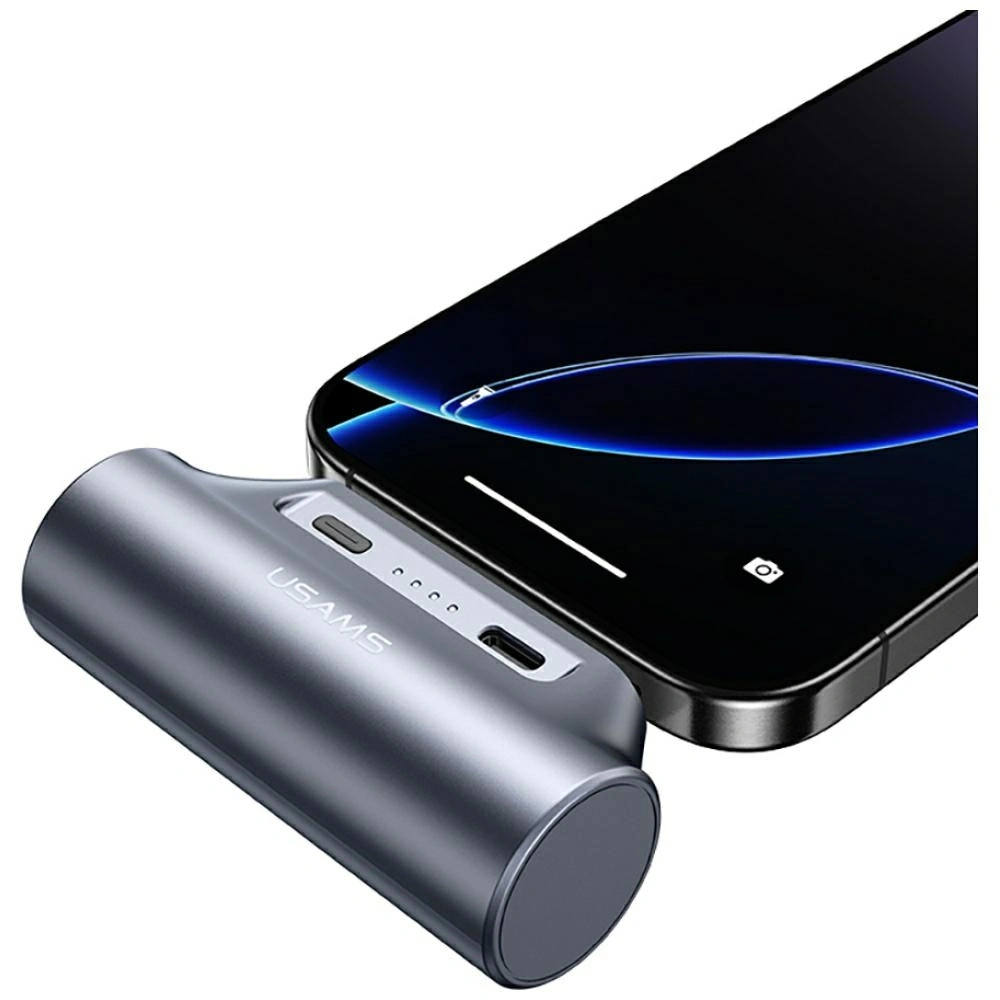 USAMS PB79 Mini Tail Plug Portable Powerbank 3000mAh USB-C grey