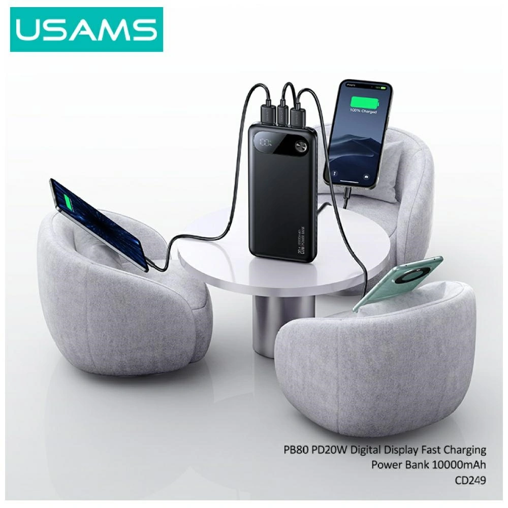 USAMS PB80 PD20W 10000mAh black