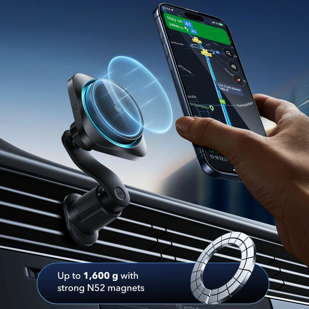 Držák do auta ESR OmniLock Cryoboost Magnetic MagSafe Vent Wireless Charger Qi2.2 25W Black
