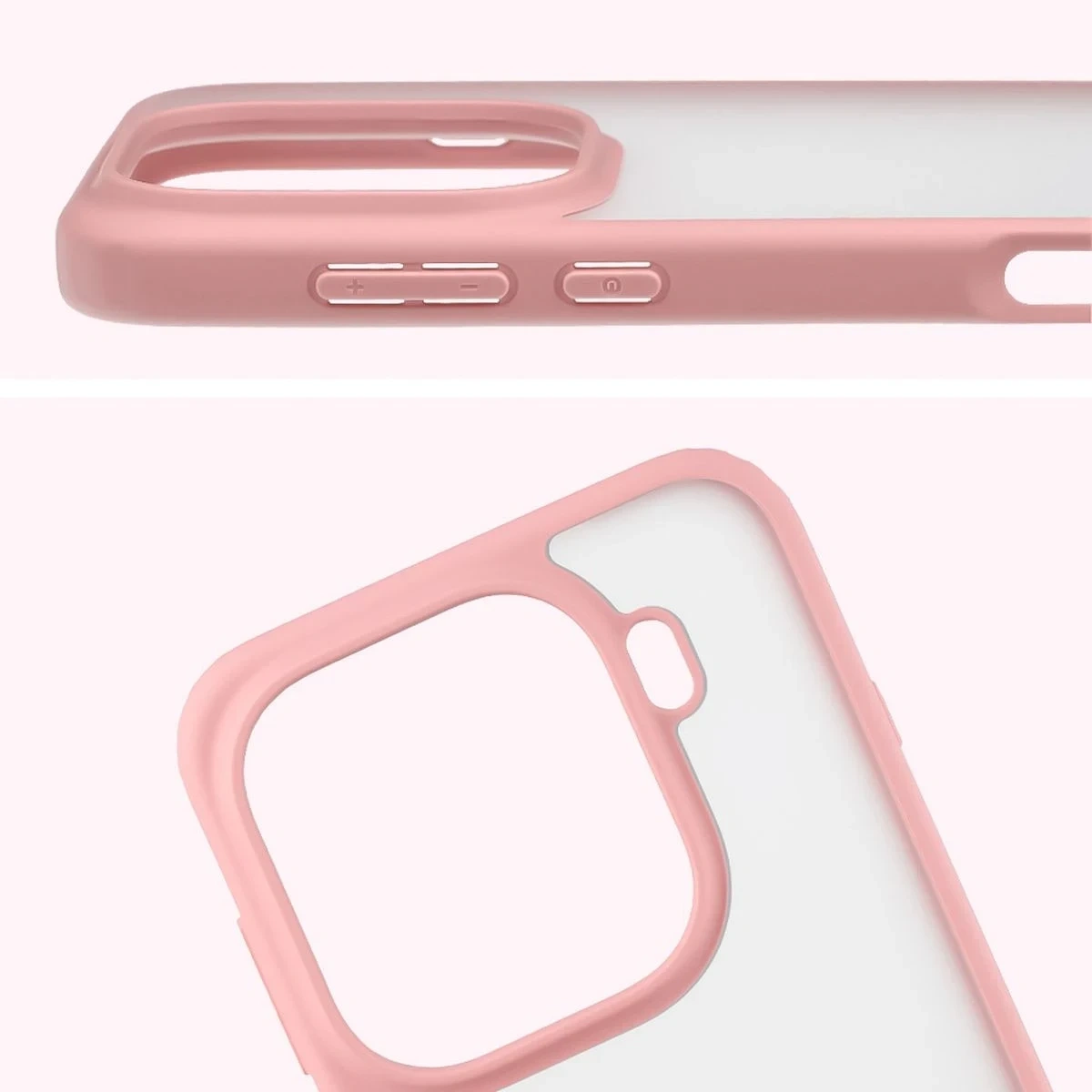 Kryt Bizon Case Angelo Oppo Find X9 Pro semi-transparent with a light pink frame