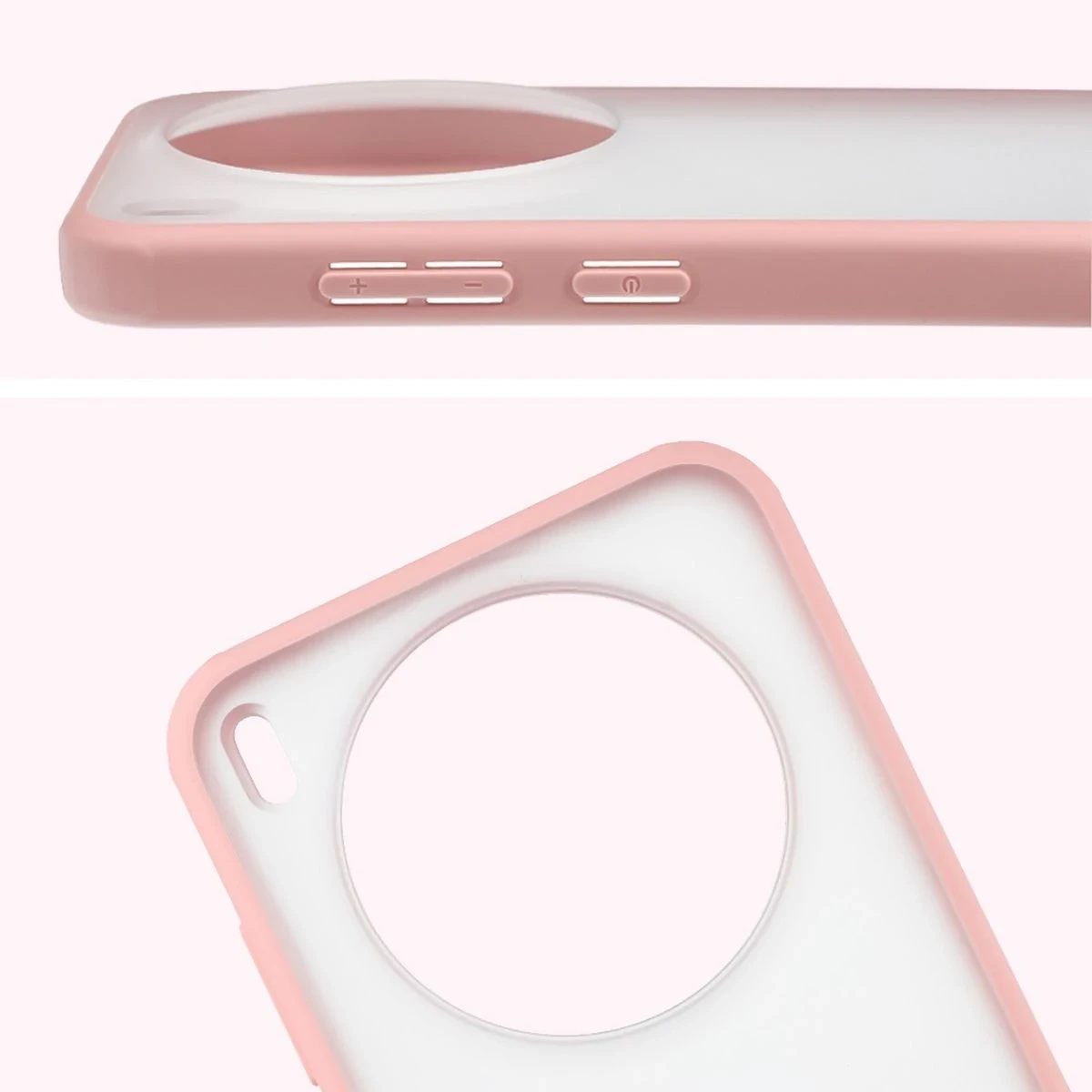 Kryt Bizon Case Angelo Vivo X300 semi-transparent with a light pink frame