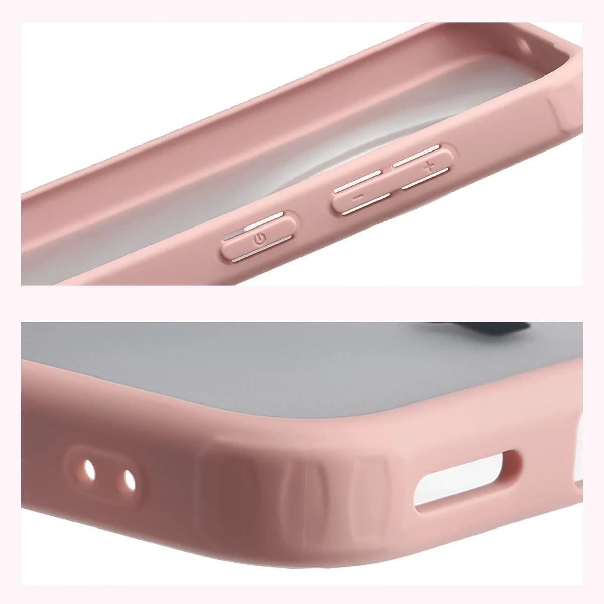 Kryt Bizon Case Angelo Vivo X300 semi-transparent with a light pink frame